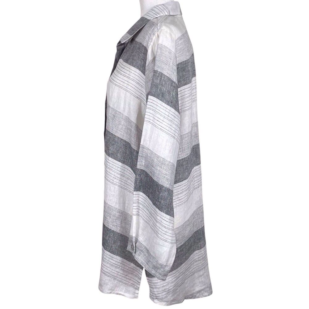Habitat Linen Striped Lagenlook Top Blouse Relaxed Fit Size Large NWT - Picture 9 of 16